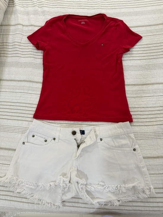 Tommy Hilfiger Tops - Tommy Hilfiger Red V-Neck and white short